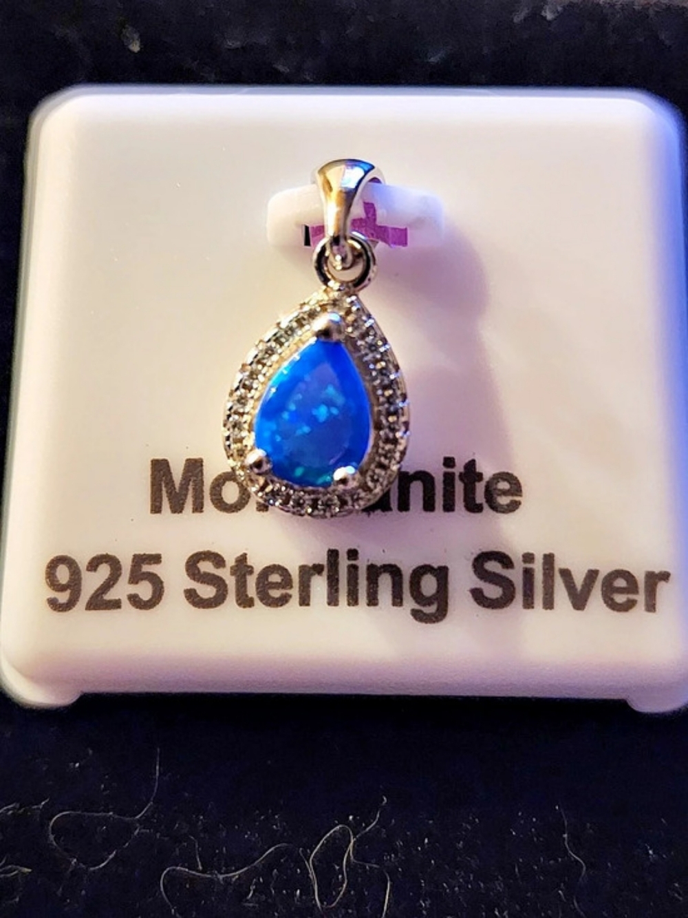 Blue Moissanite Teardrop Pendant